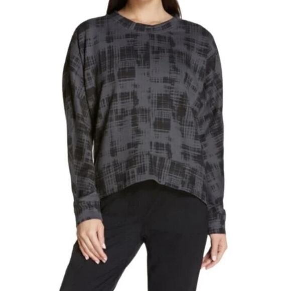Zella Women's Carey Crey High/Low Sweatshirt in Gray Abstract Large MSRP $59 - Picture 1 of 6